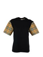 Burberry Serra - Vintage Check Sleeve Cotton T-shirt Burberry Serra - Vintage Check Sleeve Cotton T-shirt - Black