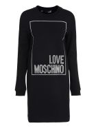 Love Moschino Logo Print Cotton Sweatdress Love Moschino Logo Print Cotton Sweatdress - black