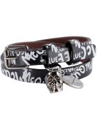 Alexander McQueen Leather Bracelet With Medallion And Skull Alexander McQueen Leather Bracelet With Medallion And Skull - black