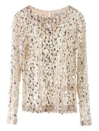 In The Mood For Love Mame Sequined Top In The Mood For Love Mame Sequined Top - BEIGE SILVER (Beige)
