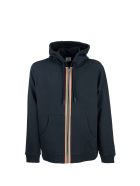 Burberry Lexington - Cotton Sweatshirt With Hood And Iconic Striped Detail Burberry Lexington - Cotton Sweatshirt With Hood And Iconic Striped Detail - Navy