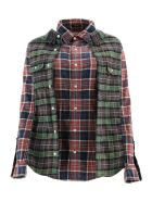 R13 Double Checkered Shirt R13 Double Checkered Shirt - RED BLUE PLAID W GREEN (Red)