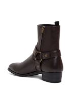 Saint Laurent Wyatt Ankle Boots In Brown Leather Saint Laurent Wyatt Ankle Boots In Brown Leather - Brown