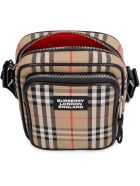 Burberry Messenger Bag With Check Motif Burberry Messenger Bag With Check Motif - Beige