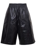 Bottega Veneta High Waisted Bermuda Shorts In Leather Bottega Veneta High Waisted Bermuda Shorts In Leather - Black