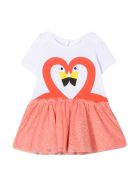 Stella McCartney Kids White Dress With Pink Print Stella McCartney Kids White Dress With Pink Print - Bianco