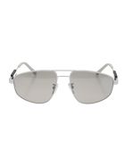 Silver Woman Tag Pilot Sunglasses Balenciaga Silver Woman Tag Pilot Sunglasses - Light grey