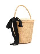 Sensi Studio Wicker Bucket Bag With Bow Sensi Studio Wicker Bucket Bag With Bow - BEIGE (Beige)