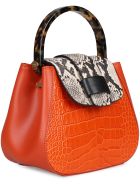 Nico Giani Myria Croco Print Leather Handbag Nico Giani Myria Croco Print Leather Handbag - Orange