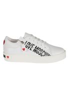 Love Moschino Side Zipped Logo Print Sneakers Love Moschino Side Zipped Logo Print Sneakers - White