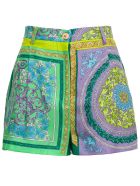 Versace Silk Shorts With Barocco Mosaic Print Versace Silk Shorts With Barocco Mosaic Print - Violet