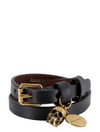 Alexander McQueen Leather Bracelet With Medallion And Skull Alexander McQueen Leather Bracelet With Medallion And Skull - black