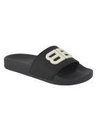 Balenciaga Embossed Logo Pool Sliders Balenciaga Embossed Logo Pool Sliders - Black/Glow