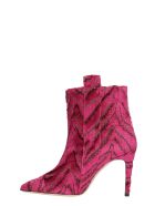 Bams High Heels Ankle Boots In Fuxia Fabric Bams High Heels Ankle Boots In Fuxia Fabric - fuxia