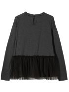 Brunello Cucinelli Grey Cotton Tulle Panel Blouse Brunello Cucinelli Grey Cotton Tulle Panel Blouse - Grigio