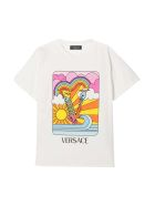 Young Versace White T-shirt With Multicolor Print Young Versace White T-shirt With Multicolor Print - Multicolor