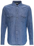 Saint Laurent Classic Western Cotton Blend Shirt Saint Laurent Classic Western Cotton Blend Shirt - Light blue