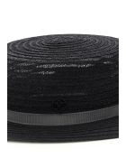 Maison Michel Kiki Canotier Hat In Woven Hemp Maison Michel Kiki Canotier Hat In Woven Hemp - BLACK (Black)