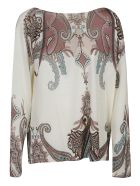 Blumarine Wide Neck Printed Top Blumarine Wide Neck Printed Top - Natural