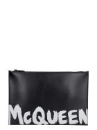 Alexander McQueen Logo Detail Flat Leather Pouch Alexander McQueen Logo Detail Flat Leather Pouch - black