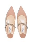 Jimmy Choo Bing Flat Leather Mules With Crystal Insert Jimmy Choo Bing Flat Leather Mules With Crystal Insert - Pink