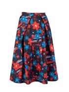 Marni Rainbow Flower Print Cotton Full Skirt Marni Rainbow Flower Print Cotton Full Skirt - Multicolor