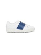 Open Sneakers In White Leather Valentino Garavani Open Sneakers In White Leather - Blu