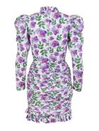 Floral White Short Dress With Ruches Giuseppe di Morabito Floral White Short Dress With Ruches - Flower multi