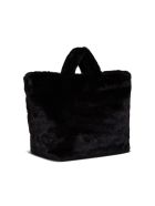 RED Valentino Eco Fur Shopping Handbag With Logo RED Valentino Eco Fur Shopping Handbag With Logo - Black