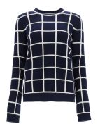 Gabriela Hearst Checkered Crew Neck Sweater Gabriela Hearst Checkered Crew Neck Sweater - NAVY IVORY WINDOWPANE (Blue)