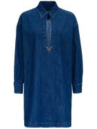 Valentino Kaftan Dress In Denim Chambray V Gold Valentino Kaftan Dress In Denim Chambray V Gold - Blu