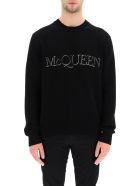 Alexander McQueen Cotton Sweater With Logo Embroidery Alexander McQueen Cotton Sweater With Logo Embroidery - Nero