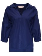 Marni V-neck Cotton Blouse Marni V-neck Cotton Blouse - Blu