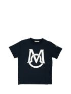 Moncler Cotton T-shirt With Logo Blue Moncler Cotton T-shirt With Logo Blue - Blue