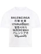 Balenciaga White T-shirt For Kids With Logos Balenciaga White T-shirt For Kids With Logos - White