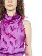 Feathers Satin Top The Attico Feathers Satin Top - Magenta