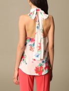 Boutique Moschino Top Floral Patterned Silk Blend Shirt Boutique Moschino Top Floral Patterned Silk Blend Shirt - White