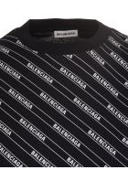 Regular Fit Black T-shirt With All-over Logo Woman Balenciaga Regular Fit Black T-shirt With All-over Logo Woman - Nero/bianco