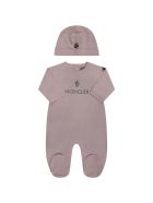 Moncler Pink Suit For Babygirl With Logo Moncler Pink Suit For Babygirl With Logo - Rosa