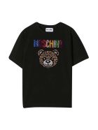 Moschino Black Teen T-shirt With Multicolor Applications Moschino Black Teen T-shirt With Multicolor Applications - Nero