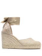 Castañer Beige Linen Espadrilles With Golden Laces Castañer Beige Linen Espadrilles With Golden Laces - Metallic