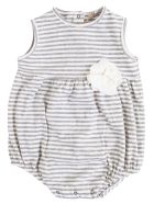 De Cavana Newborn Romper With Flower De Cavana Newborn Romper With Flower - Latte-grigio