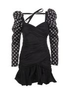 Black Short Dress With Polka Dot Sleeves Giuseppe di Morabito Black Short Dress With Polka Dot Sleeves - Pois