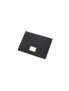 Dolce & Gabbana Leather Card Holder With Logo Plaque Dolce & Gabbana Leather Card Holder With Logo Plaque - Nero