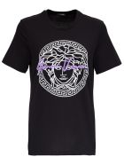 Versace Jersey T-shirt With Medusa Print Versace Jersey T-shirt With Medusa Print - Black