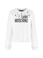 Love Moschino Logo Detail Cotton Sweatshirt Love Moschino Logo Detail Cotton Sweatshirt - White