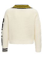 RED Valentino Wool Jacquard V Neck Pull RED Valentino Wool Jacquard V Neck Pull - White
