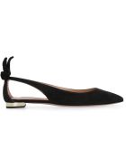 Aquazzura Bow Tie Ballet Suede Ballet Flats Aquazzura Bow Tie Ballet Suede Ballet Flats - black