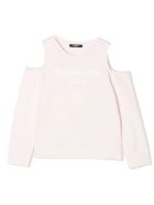 Balmain Sweatshirt With Bare Shoulders Balmain Sweatshirt With Bare Shoulders - Pink