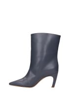 GIA COUTURE Atena 80 High Heels Ankle Boots In Grey Leather GIA COUTURE Atena 80 High Heels Ankle Boots In Grey Leather - grey